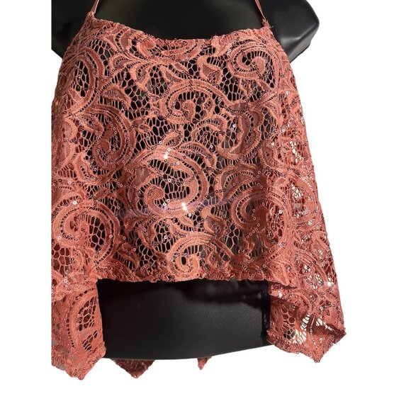 Intimately Free People Best Idea Cami Tank Sz S Rose Pink Sequin Knit Sheer Cami - Picture 8 of 13